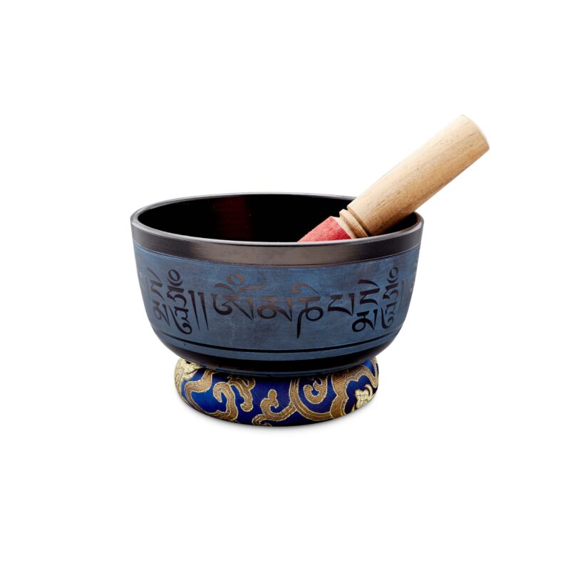 Singing Bowl with Mantra – Rustic Blue Colour