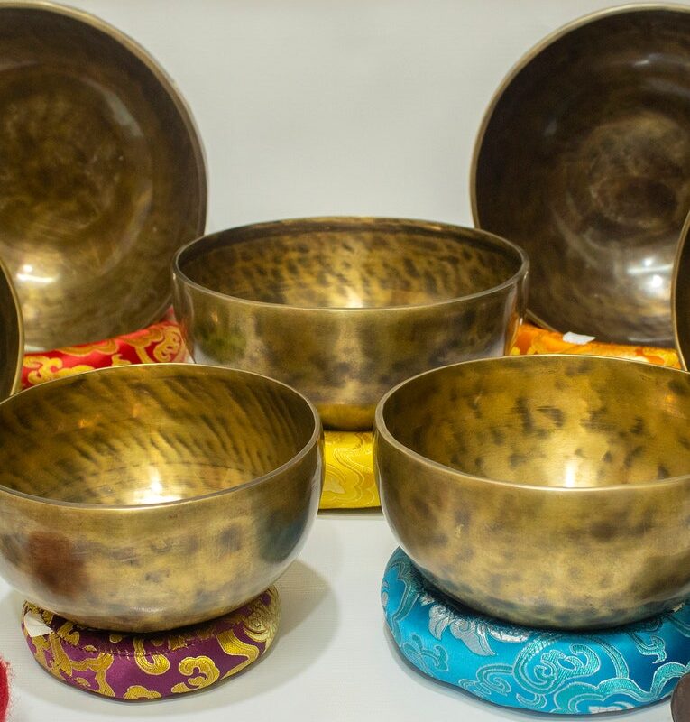 Tibetan handmade chakra-tuned singing bowl set