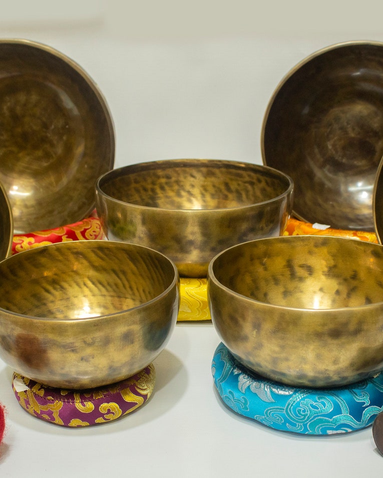 Tibetan handmade chakra-tuned singing bowl set