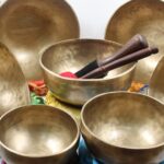 Golden dim finish chakra singing bowl set of seven