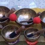Clear note A to G tiger eye singing bowl set