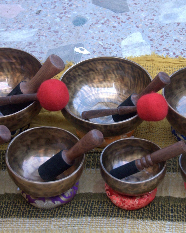 Clear note A to G tiger eye singing bowl set