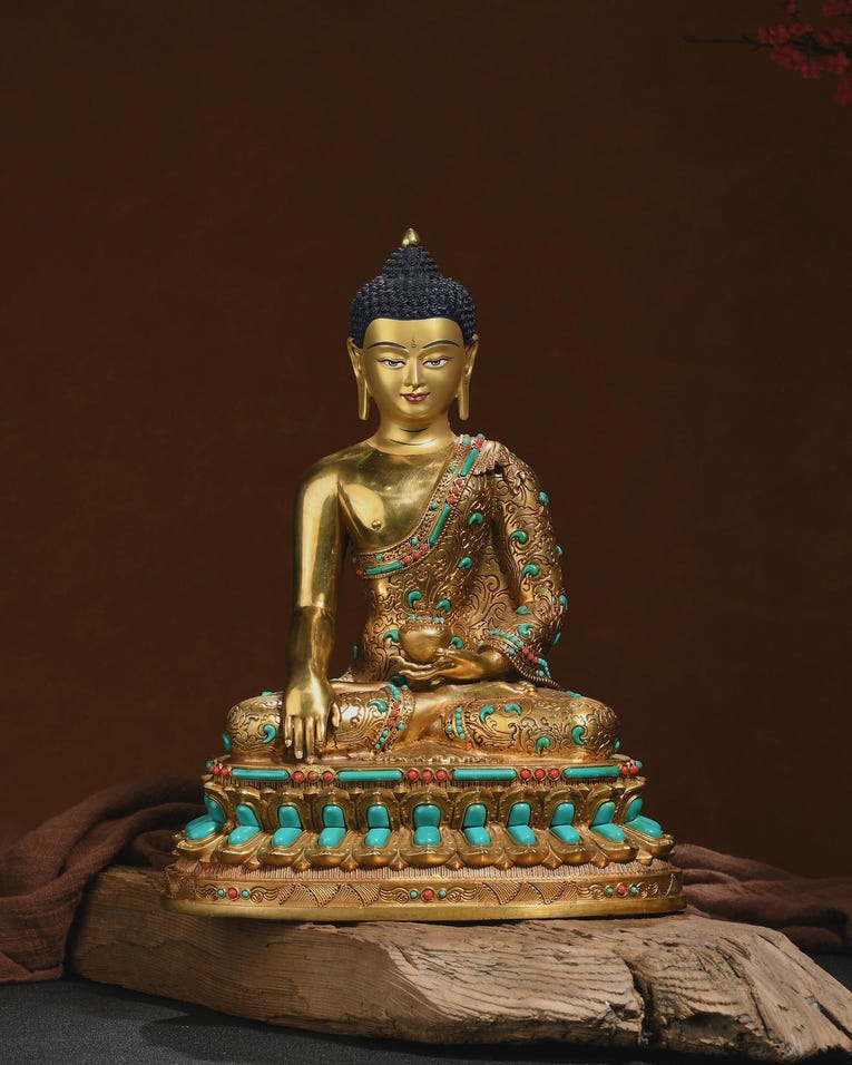 Tibetan bronze Shakyamuni Buddha statue, 31 cm