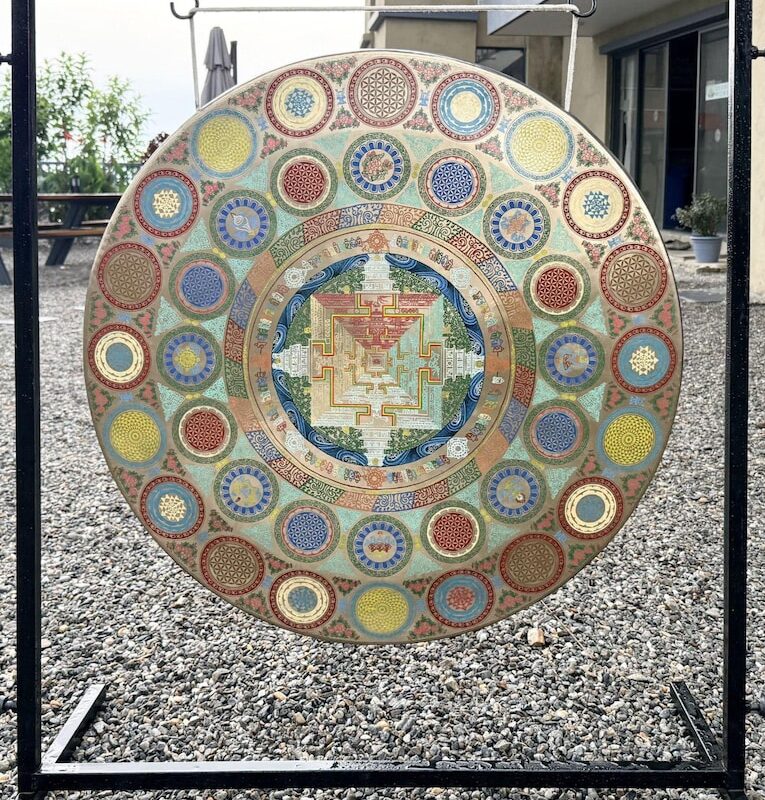Large hand-painted mandala healing gong