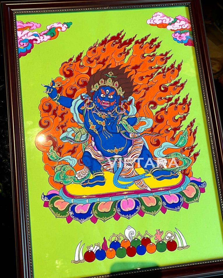 Vajrapani wrathful deity thangka