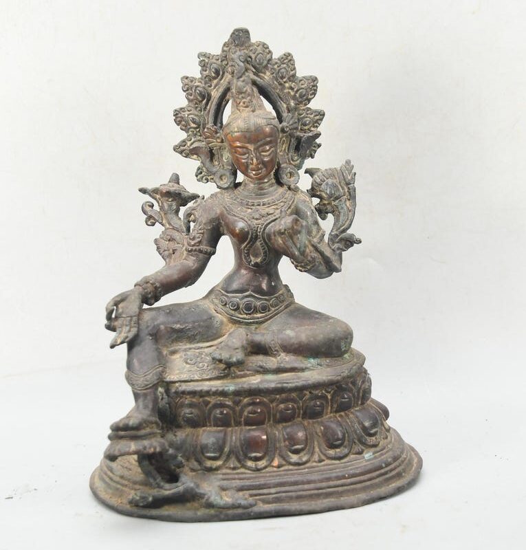 Green Tara bronze statue